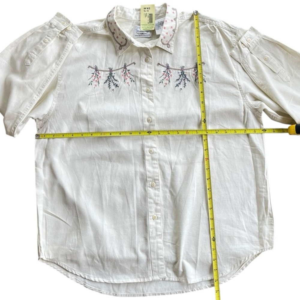 Vintage 2pc Northern Reflections Tan Embroidered Sweater Vest Long Sleeve Shirt - Picture 6 of 13
